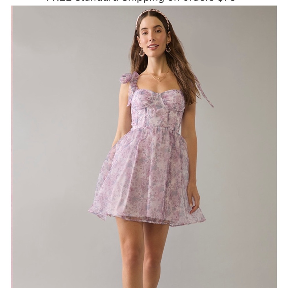 Madeleine Floral Corset Bow Strap Mini Dress